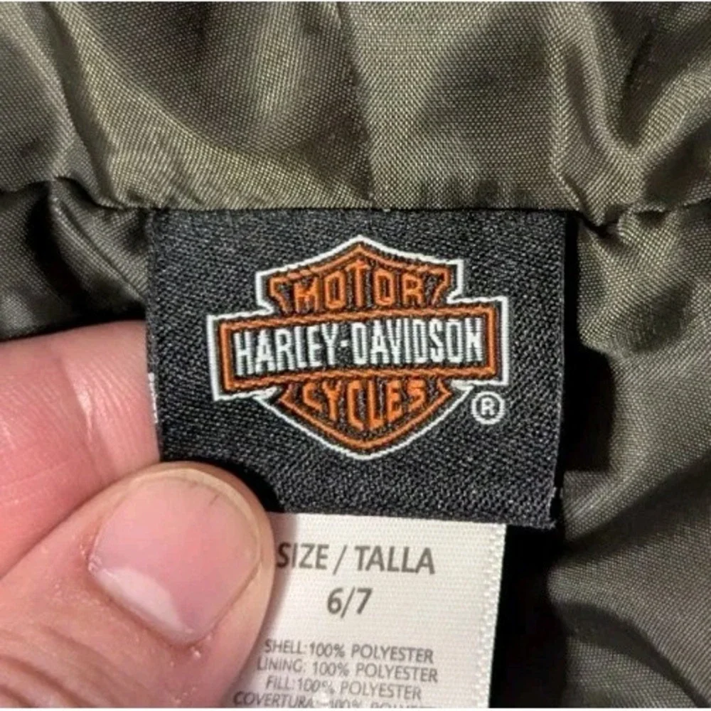 Harley-Davidson‎ Boys Bar & Shield Logo Channel Quilted Jacket Orange Puffer 6/7